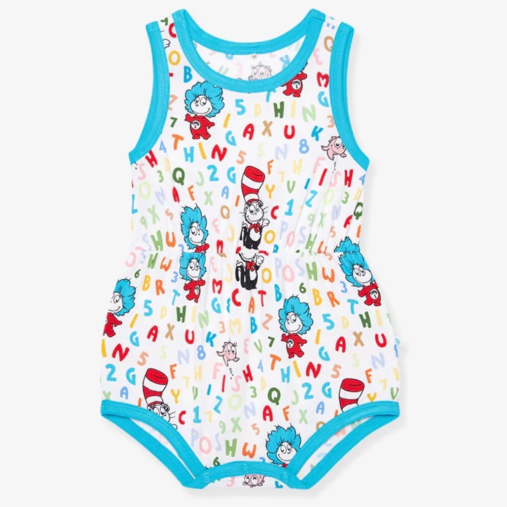Dr Seuss Good Fun Varsity romper Posh Peanut alphabet kids Summer one piece 2T - Picture 13 of 14